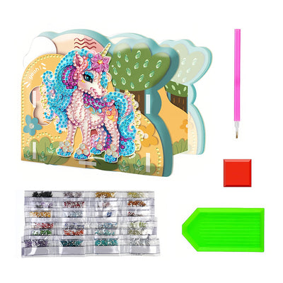 Porte-Stylo Licorne Rose dans La Forêt Broderie Diamant