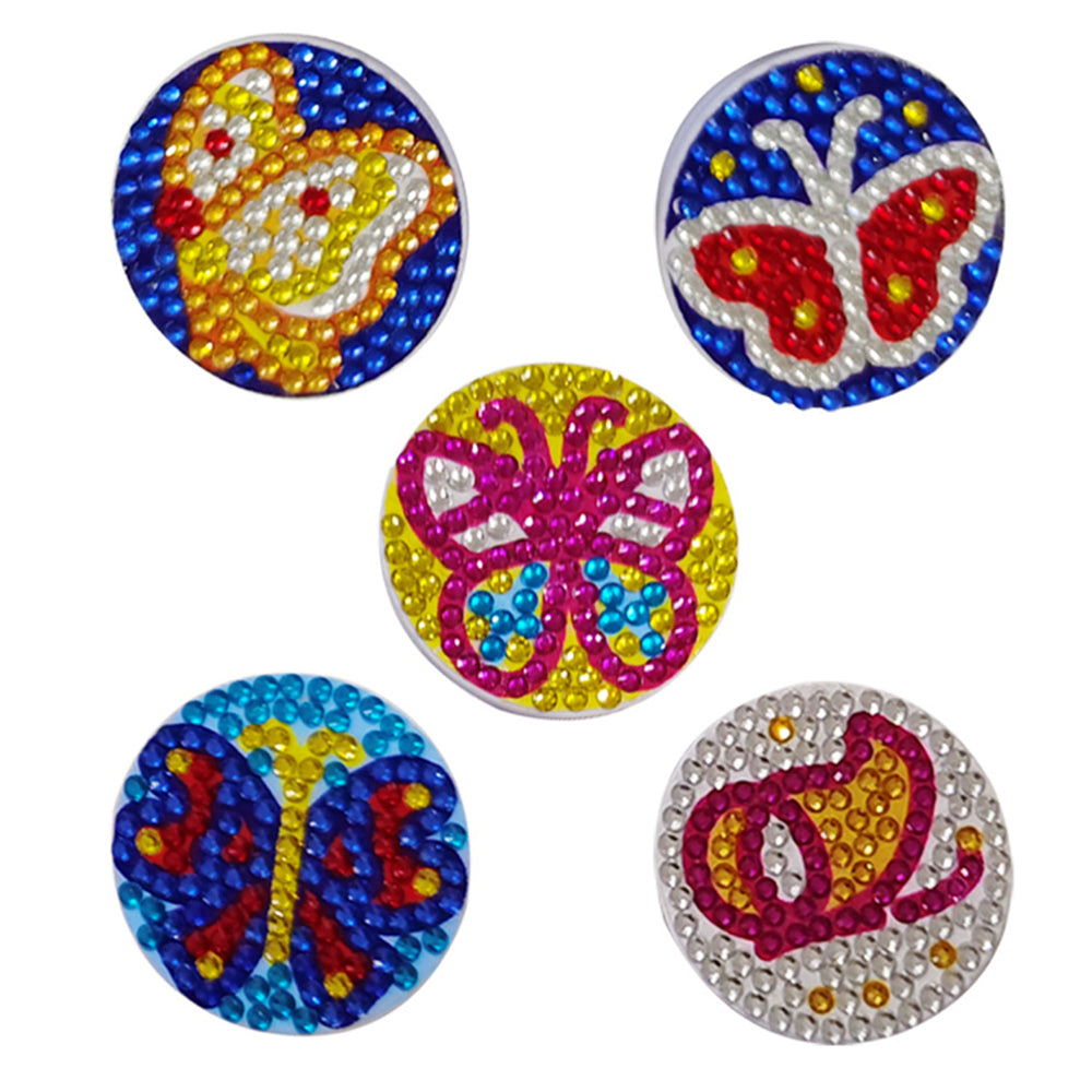 5Pcs Support d'Airbag pour Phone Portable Papillon Mignon Broderie Diamant