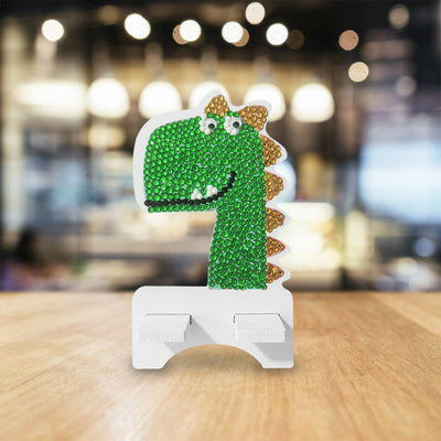 Support Résiné pour Phone Portable Dinosaure Vert Mignon Broderie Diamant