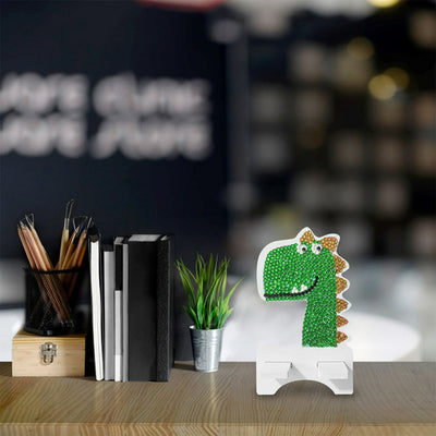 Support Résiné pour Phone Portable Dinosaure Vert Mignon Broderie Diamant