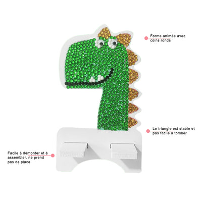 Support Résiné pour Phone Portable Dinosaure Vert Mignon Broderie Diamant