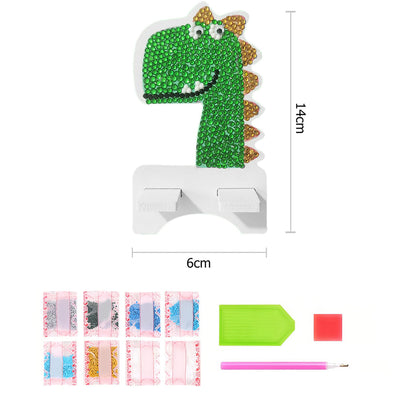 Support Résiné pour Phone Portable Dinosaure Vert Mignon Broderie Diamant