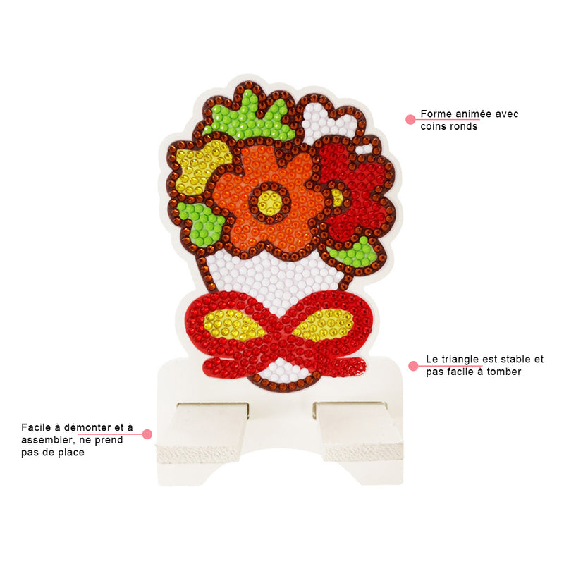 Support Résiné pour Phone Portable Fleurs Mignonnes Broderie Diamant