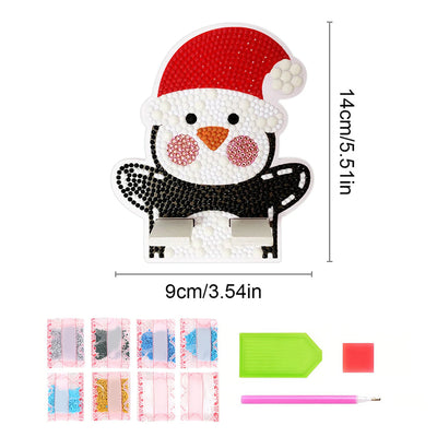 Support Résiné pour Phone Portable Bonhomme de Neige de Noël Broderie Diamant