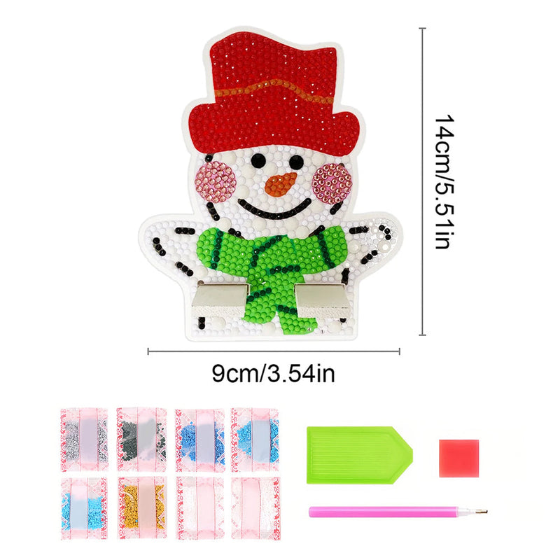 Support Résiné pour Phone Portable Bonhomme de Neige de Noël Mignon Broderie Diamant