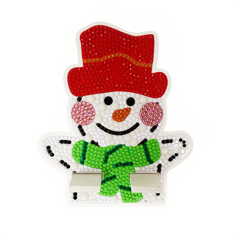 Support Résiné pour Phone Portable Bonhomme de Neige de Noël Mignon Broderie Diamant