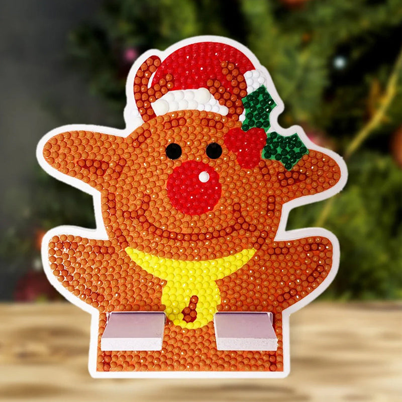 Support Résiné pour Phone Portable Ours de Noël Mignon Broderie Diamant