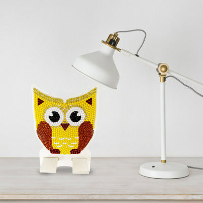 Support Résiné pour Phone Portable Hibou Jaune Mignon Broderie Diamant