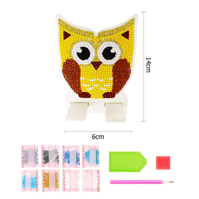 Support Résiné pour Phone Portable Hibou Jaune Mignon Broderie Diamant