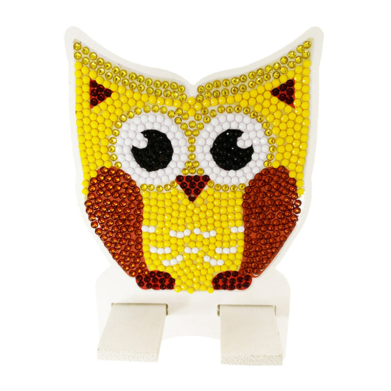 Support Résiné pour Phone Portable Hibou Jaune Mignon Broderie Diamant