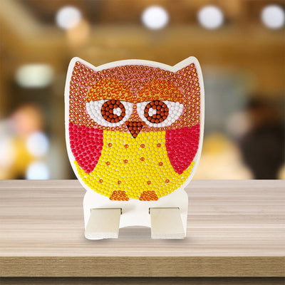 Support Résiné pour Phone Portable Hibou Orange Mignon Broderie Diamant