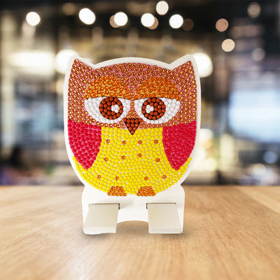 Support Résiné pour Phone Portable Hibou Orange Mignon Broderie Diamant