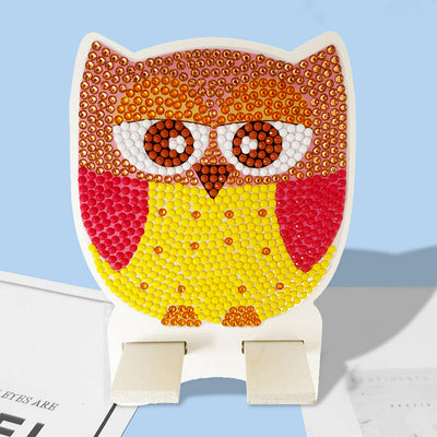 Support Résiné pour Phone Portable Hibou Orange Mignon Broderie Diamant