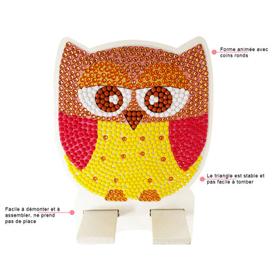 Support Résiné pour Phone Portable Hibou Orange Mignon Broderie Diamant