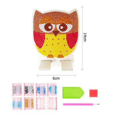 Support Résiné pour Phone Portable Hibou Orange Mignon Broderie Diamant