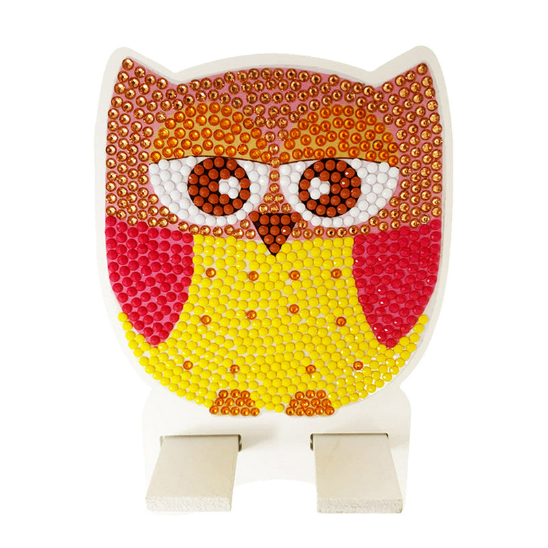 Support Résiné pour Phone Portable Hibou Orange Mignon Broderie Diamant