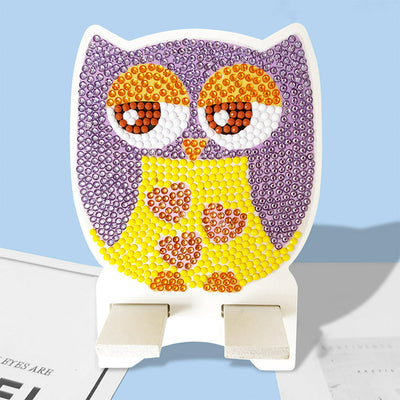 Support Résiné pour Phone Portable Hibou Violet Mignon Broderie Diamant