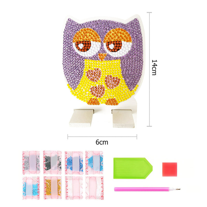 Support Résiné pour Phone Portable Hibou Violet Mignon Broderie Diamant