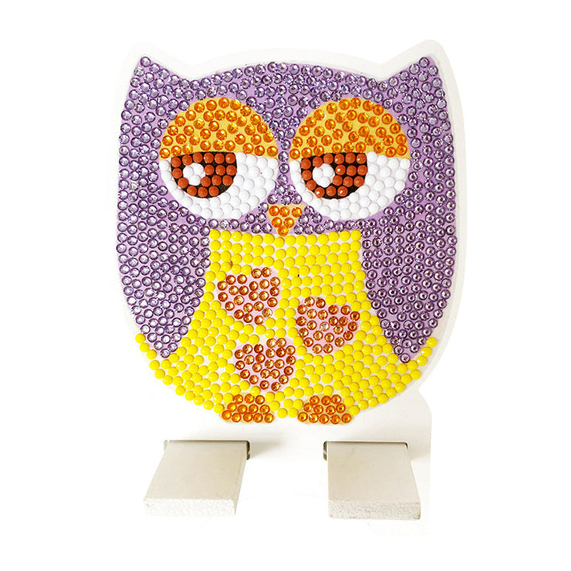 Support Résiné pour Phone Portable Hibou Violet Mignon Broderie Diamant