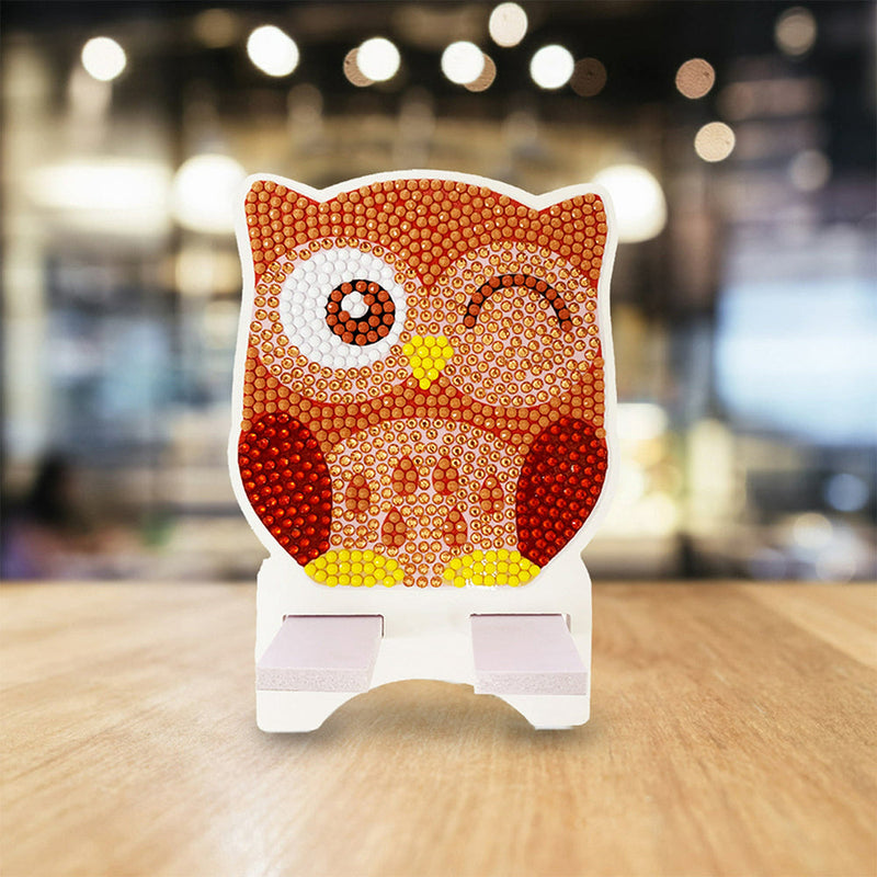 Support Résiné pour Phone Portable Hibou Marron Amusant Broderie Diamant