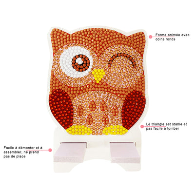 Support Résiné pour Phone Portable Hibou Marron Amusant Broderie Diamant