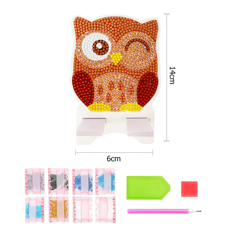 Support Résiné pour Phone Portable Hibou Marron Amusant Broderie Diamant