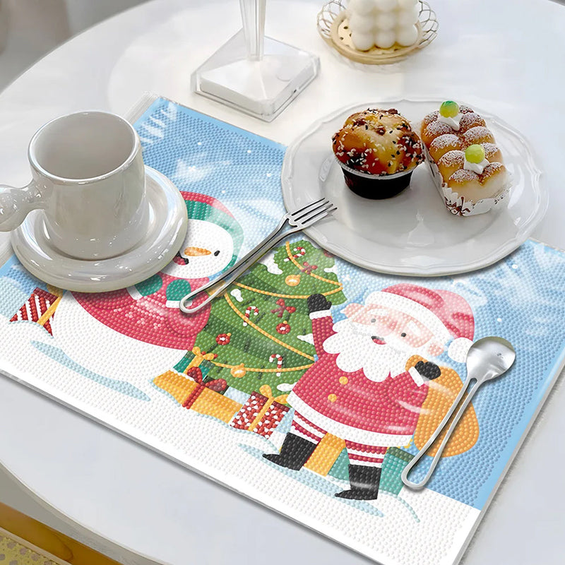 Sets de Table Bonhomme de Neige et Le Père Noël pour Décor Intérieur Broderie Diamant