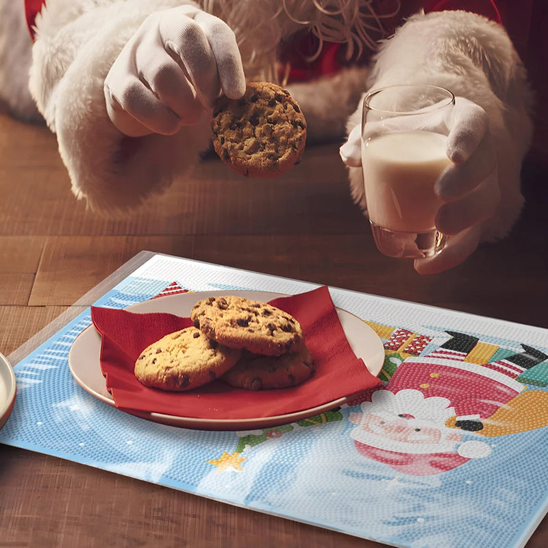 Sets de Table Bonhomme de Neige et Le Père Noël pour Décor Intérieur Broderie Diamant