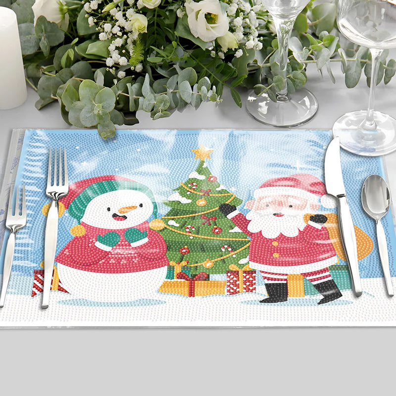 Sets de Table Bonhomme de Neige et Le Père Noël pour Décor Intérieur Broderie Diamant