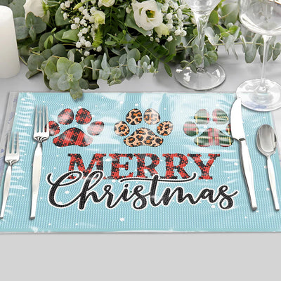 Sets de Table Patte d'Animal de Noël pour Décor Intérieur Broderie Diamant