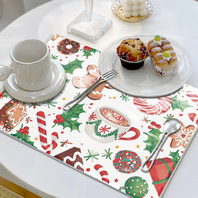 Sets de Table Nourriture de Noël pour Décor Intérieur Broderie Diamant