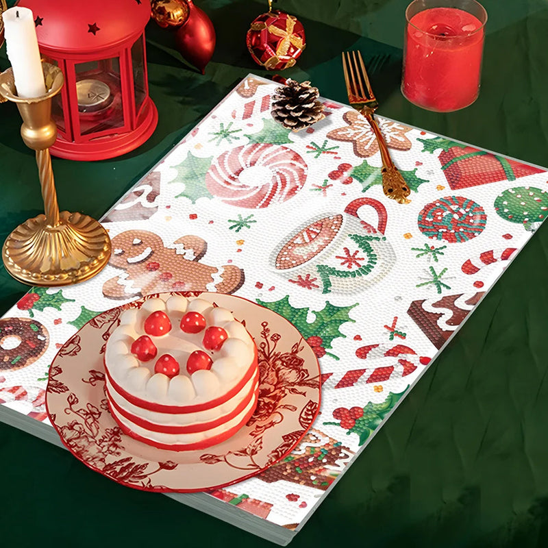 Sets de Table Nourriture de Noël pour Décor Intérieur Broderie Diamant