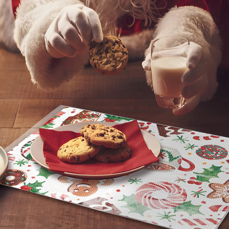 Sets de Table Nourriture de Noël pour Décor Intérieur Broderie Diamant