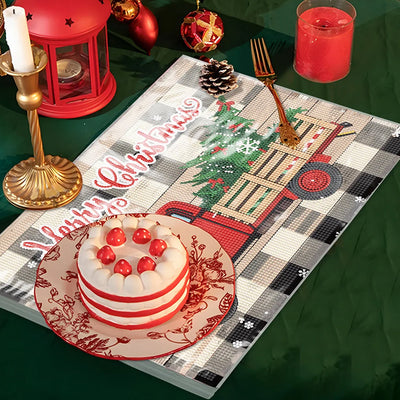 Sets de Table Sapin de Noël sur Camion pour Décor Intérieur Broderie Diamant