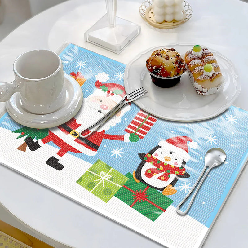 Sets de Table Pingouin de Noël et Le Père Noël pour Décor Intérieur Broderie Diamant