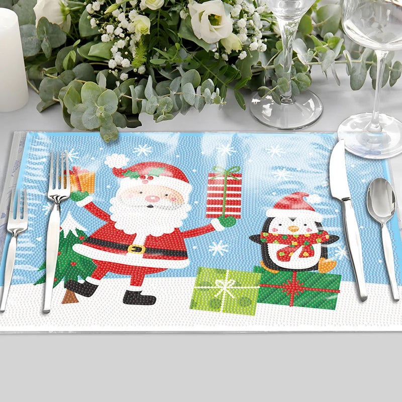 Sets de Table Pingouin de Noël et Le Père Noël pour Décor Intérieur Broderie Diamant