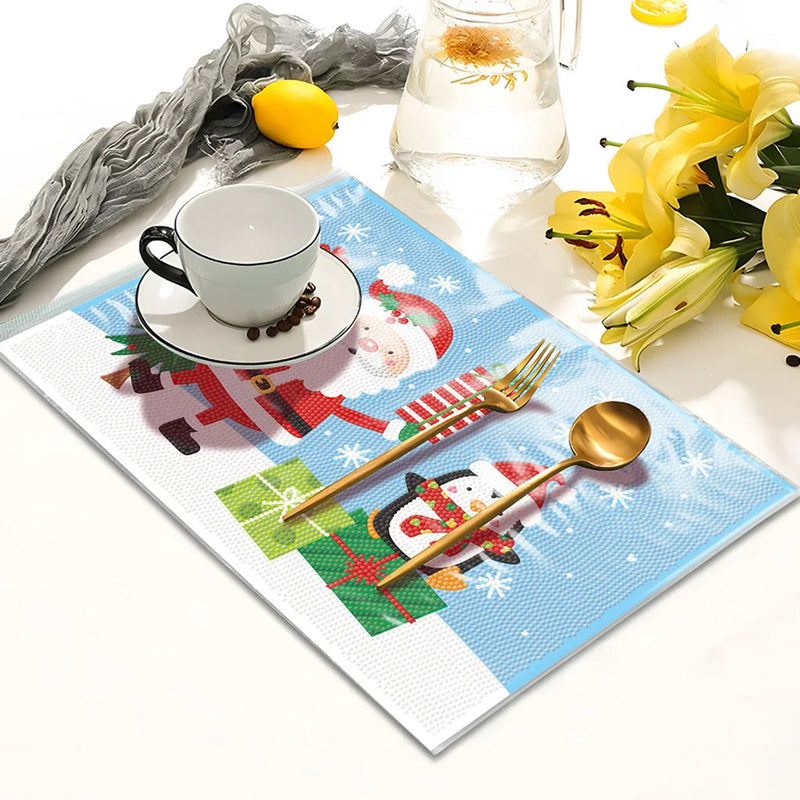 Sets de Table Pingouin de Noël et Le Père Noël pour Décor Intérieur Broderie Diamant