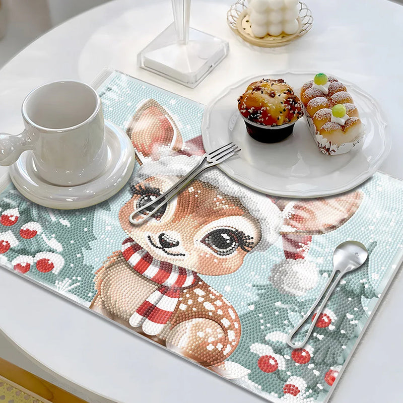 Sets de Table Cerf de Noël Mignon pour Décor Intérieur Broderie Diamant