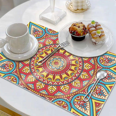 Sets de Table Mandala Rouge pour Décor Intérieur Broderie Diamant