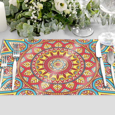 Sets de Table Mandala Rouge pour Décor Intérieur Broderie Diamant