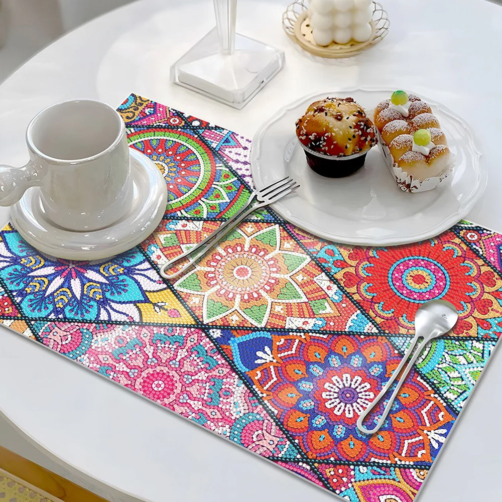 Sets de Table Mandala Fleur Coloré pour Décor Intérieur Broderie Diamant