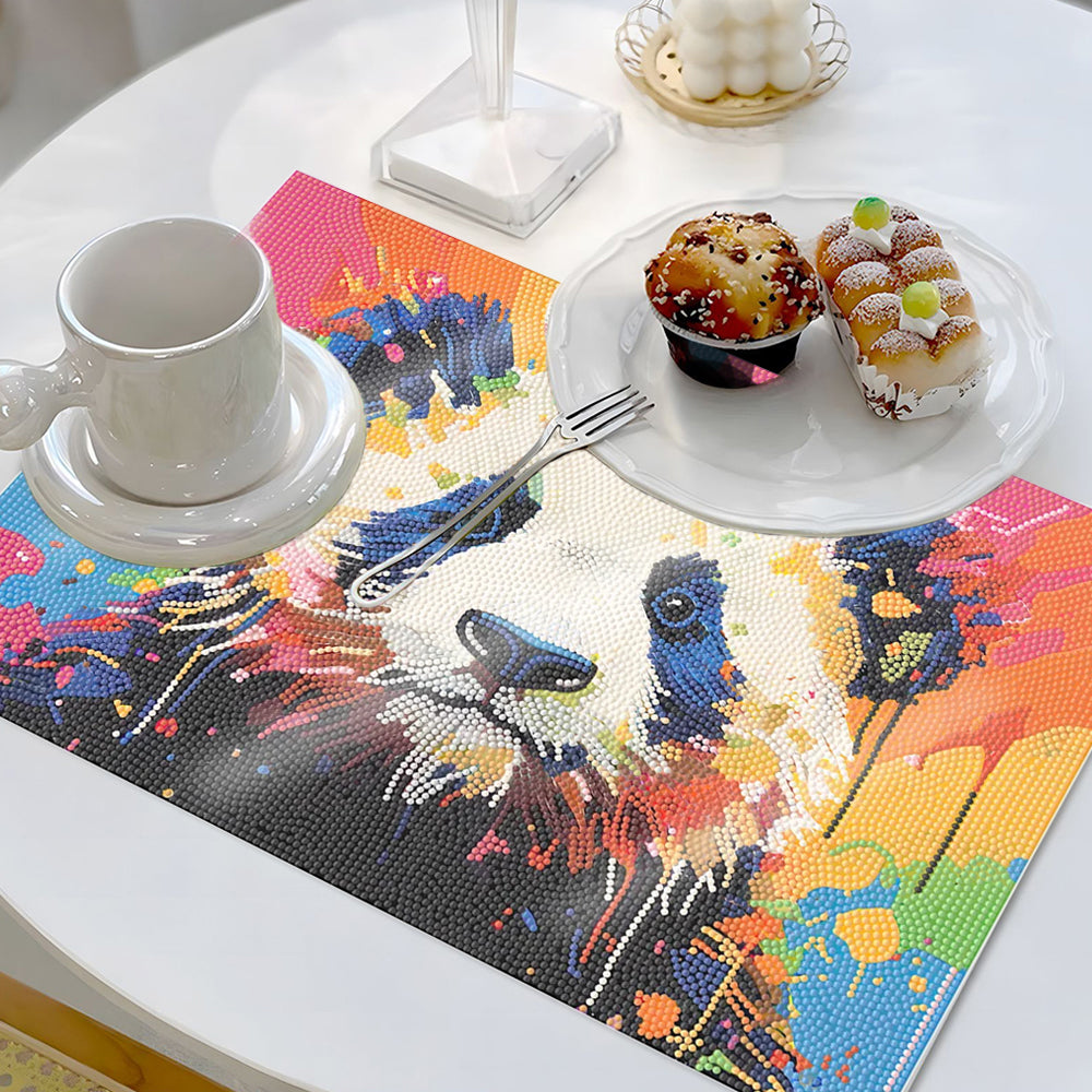 Sets de Table Panda Coloré pour Décor Intérieur Broderie Diamant