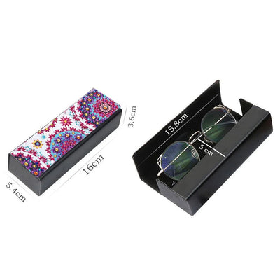 Étui de Rangement pour Lunettes en Cuir à Motif Bourgogne Multicolore Broderie Diamant