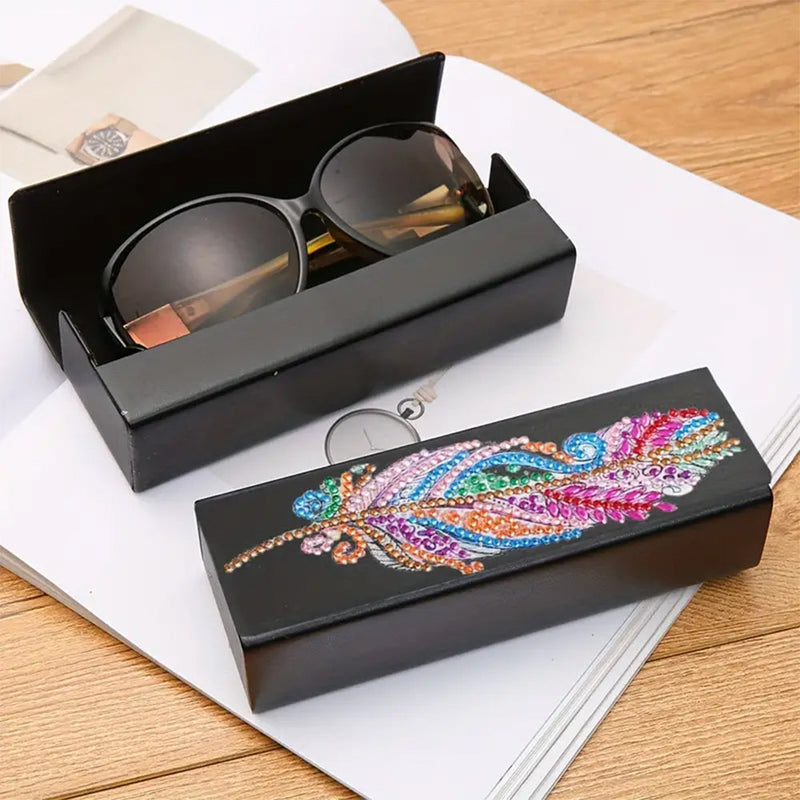 Étui de Rangement pour Lunettes en Cuir Multicolore Broderie Diamant