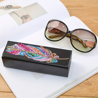 Étui de Rangement pour Lunettes en Cuir Multicolore Broderie Diamant