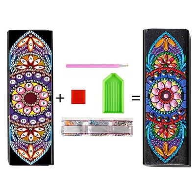 Étui de Rangement pour Lunettes en Cuir Mandala Pâquerette Broderie Diamant