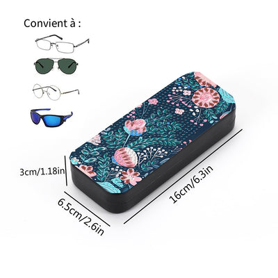 Étui de Rangement pour Lunettes en Cuir Fleurs et Feuilles Vertes Broderie Diamant