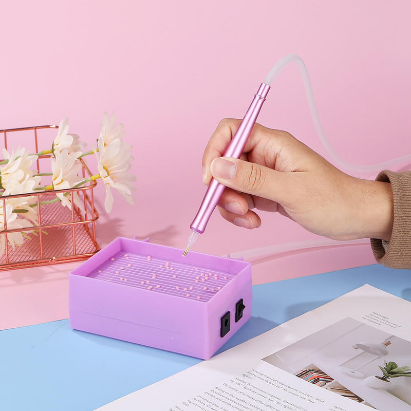 🔥Nouveau🔥Broderie Diamant : Stylo Électrique à Aspiration avec Plateau de Rangement