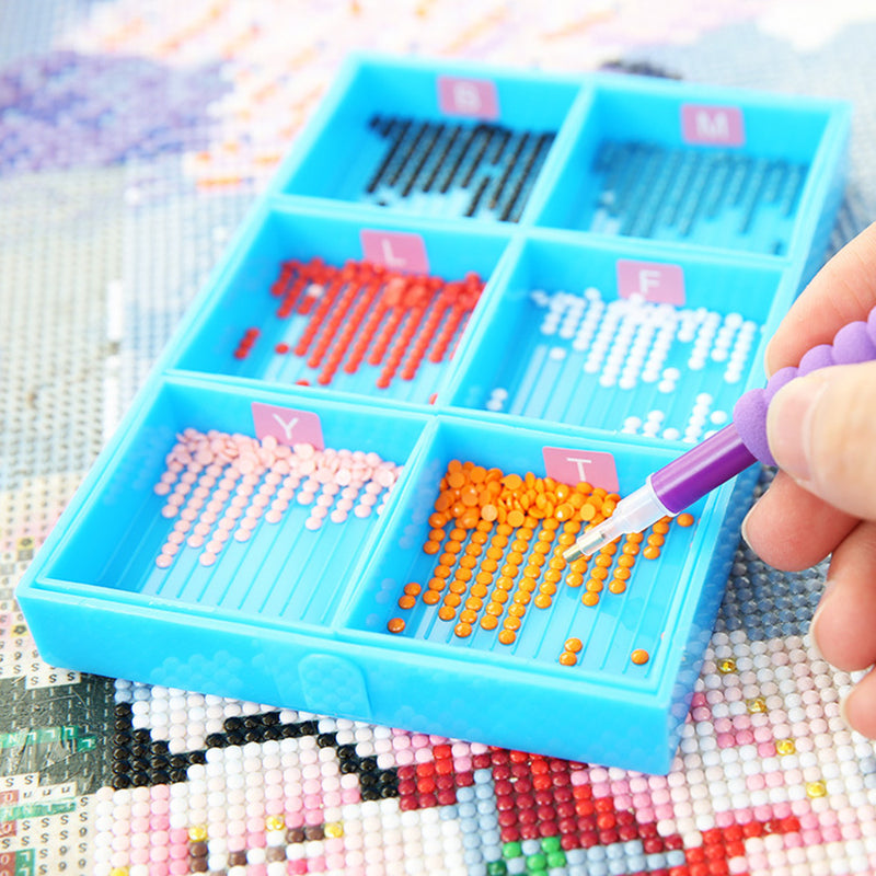 🔥Nouveau🔥Plateau Multifonctionnel à 6 Compartiments pour Strass avec Stylo