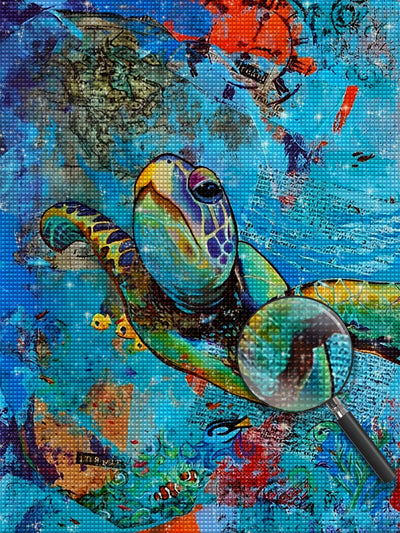 Tortue et la Mer Colorée Broderie Diamant